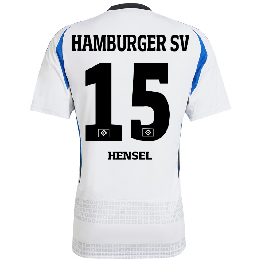 Mujer Camiseta Janoah Hensel #15 Blanco Azul 1ª Equipación 2024/25 La Camisa México