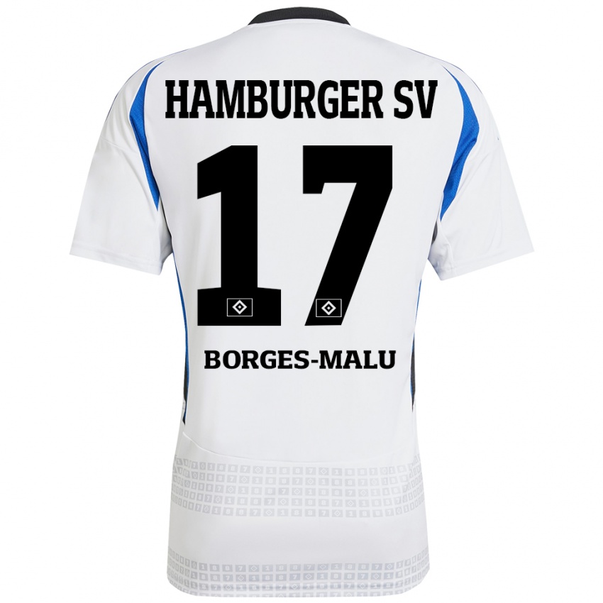 Mujer Camiseta Louis Borges-Malu #17 Blanco Azul 1ª Equipación 2024/25 La Camisa México