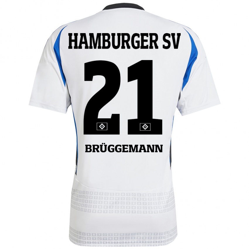 Mujer Camiseta William Brüggemann #21 Blanco Azul 1ª Equipación 2024/25 La Camisa México