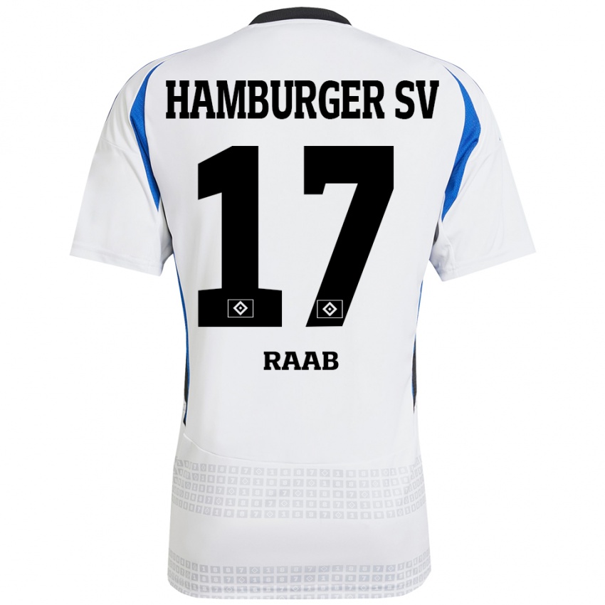 Mujer Camiseta Lotte Raab #17 Blanco Azul 1ª Equipación 2024/25 La Camisa México