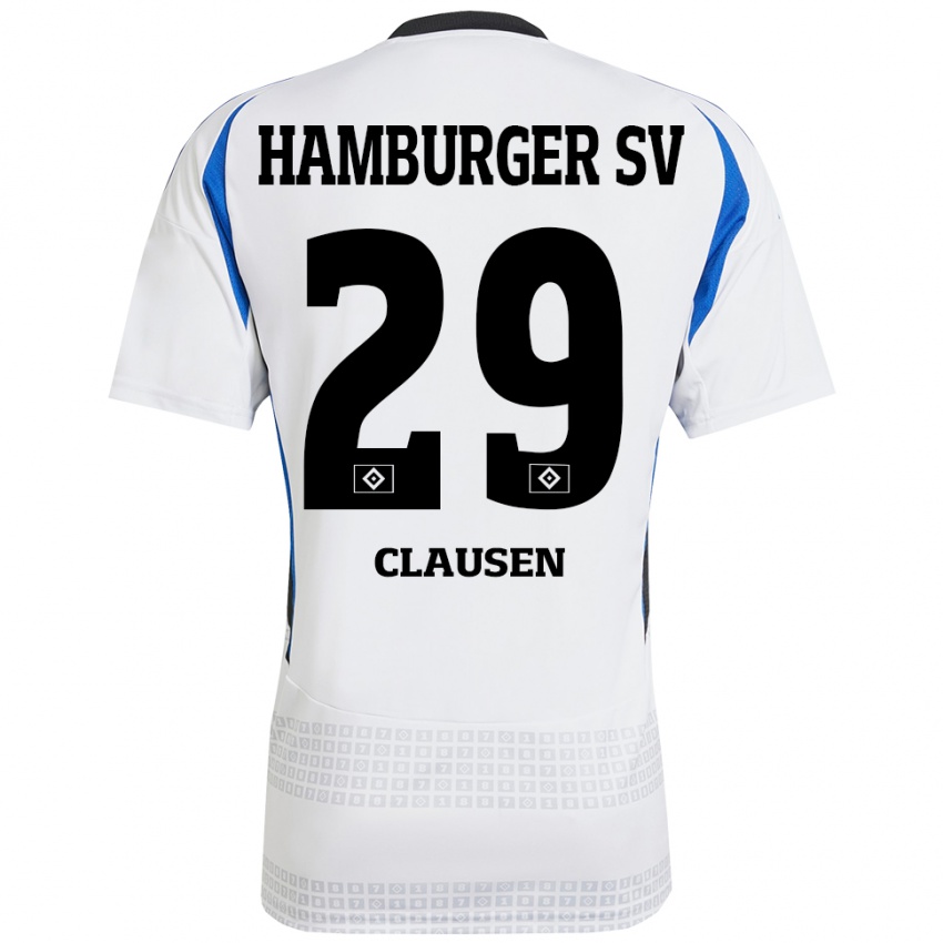 Mujer Camiseta Lina Clausen #29 Blanco Azul 1ª Equipación 2024/25 La Camisa México