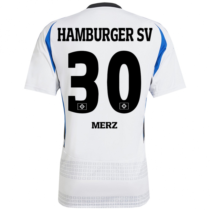 Mujer Camiseta Selma Merz #30 Blanco Azul 1ª Equipación 2024/25 La Camisa México