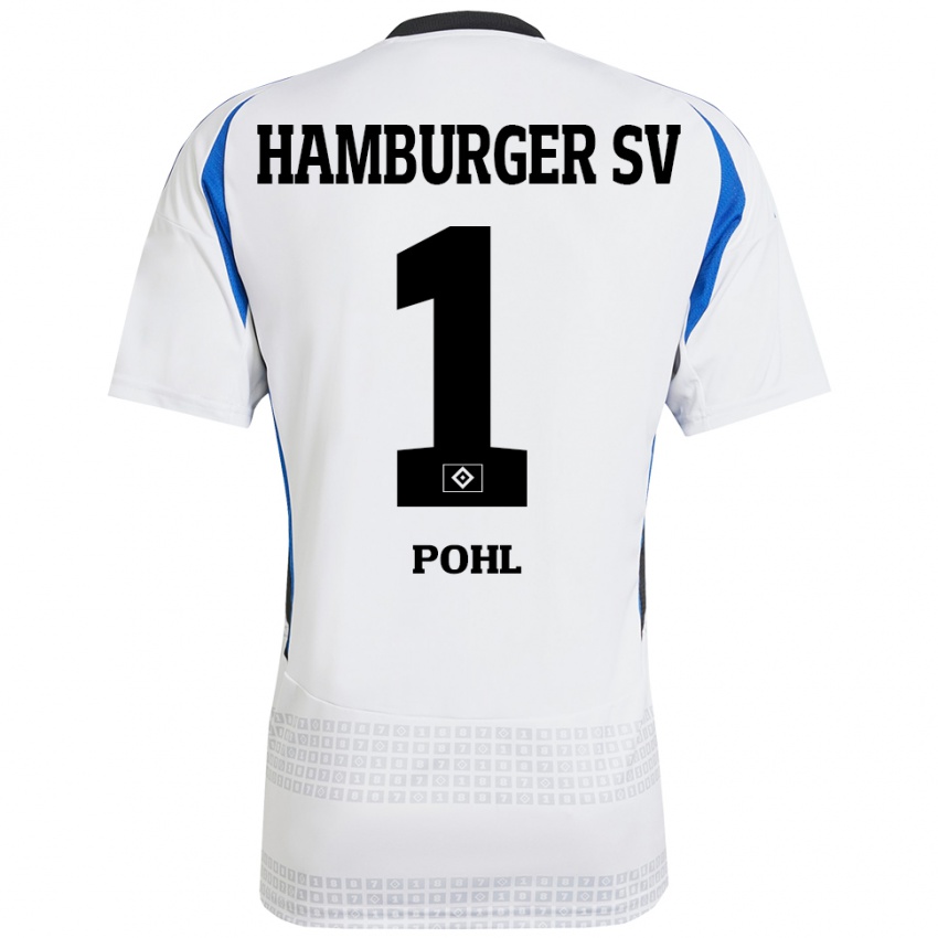 Mujer Camiseta Christina Pohl #1 Blanco Azul 1ª Equipación 2024/25 La Camisa México