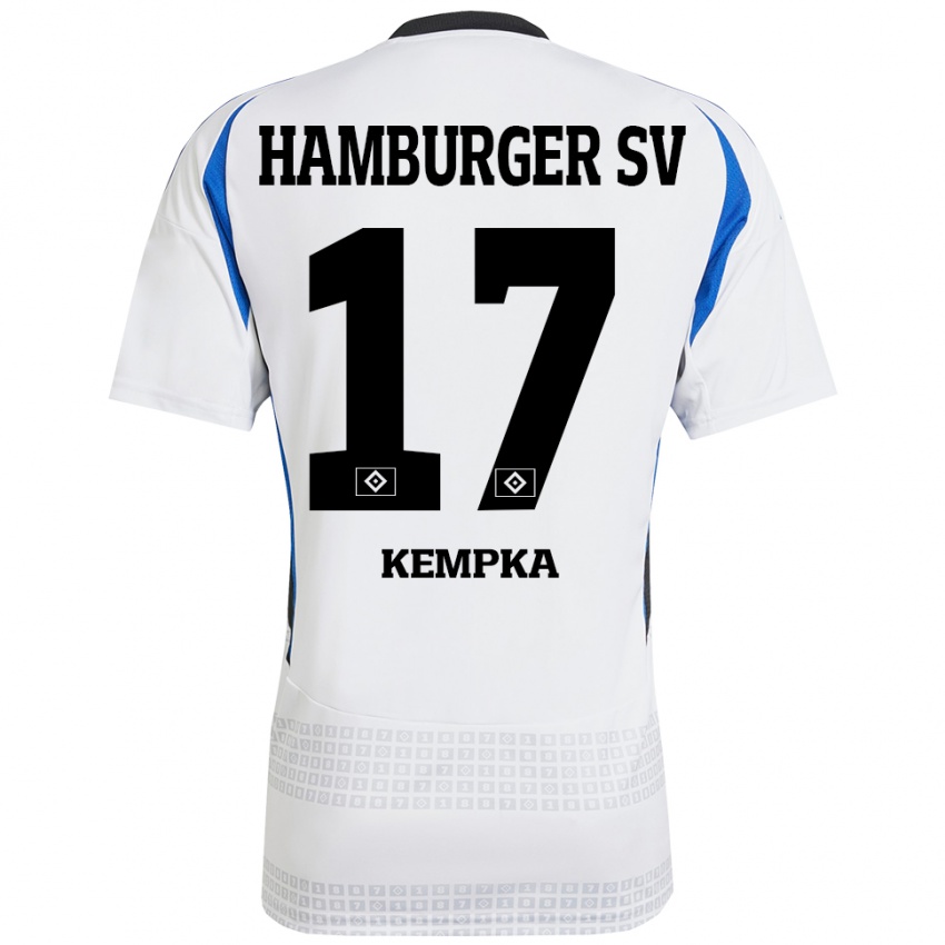 Mujer Camiseta Sylvana Kempka #17 Blanco Azul 1ª Equipación 2024/25 La Camisa México