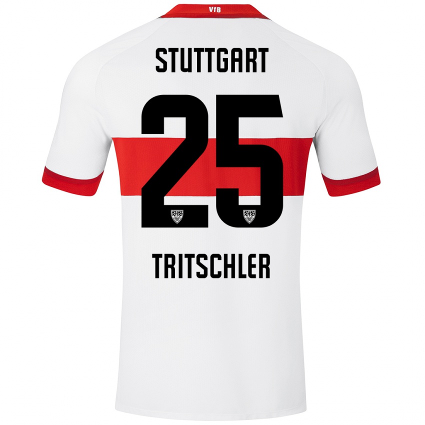 Mujer Camiseta David Tritschler #25 Blanco Rojo 1ª Equipación 2024/25 La Camisa México