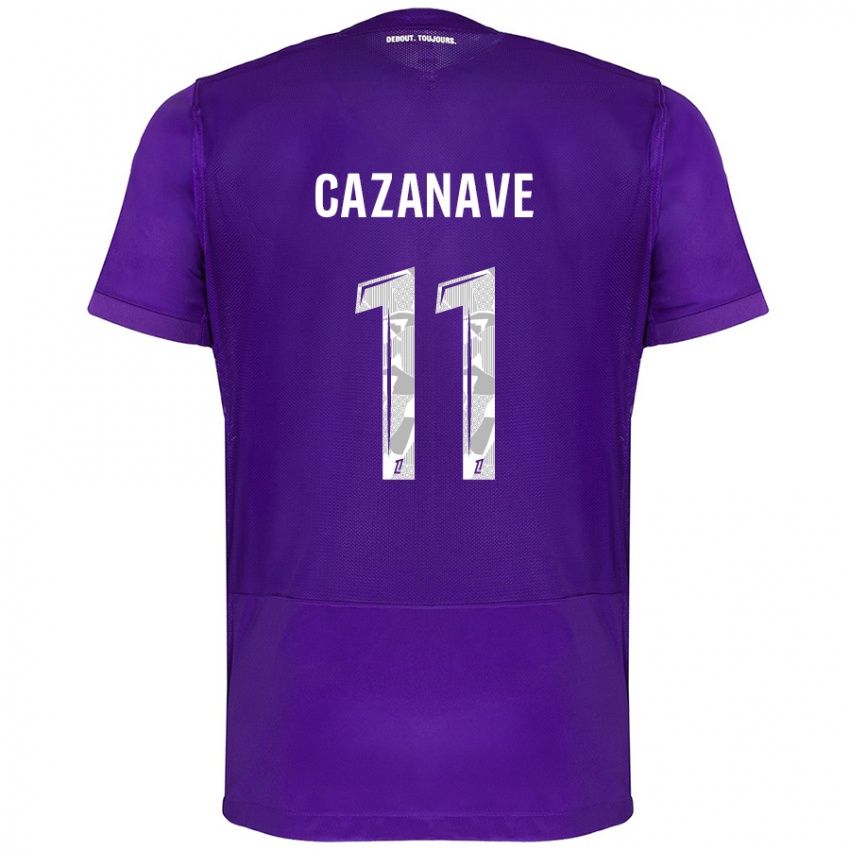 Mujer Camiseta Julie Cazanave #11 Morado Blanco 1ª Equipación 2024/25 La Camisa México