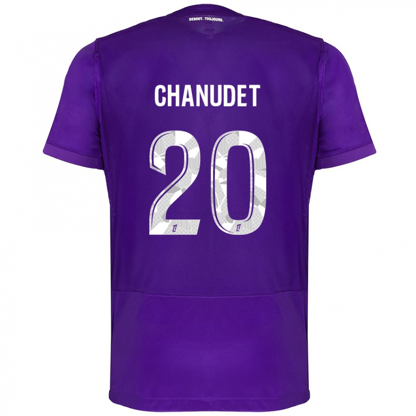 Mujer Camiseta Coralie Chanudet #20 Morado Blanco 1ª Equipación 2024/25 La Camisa México