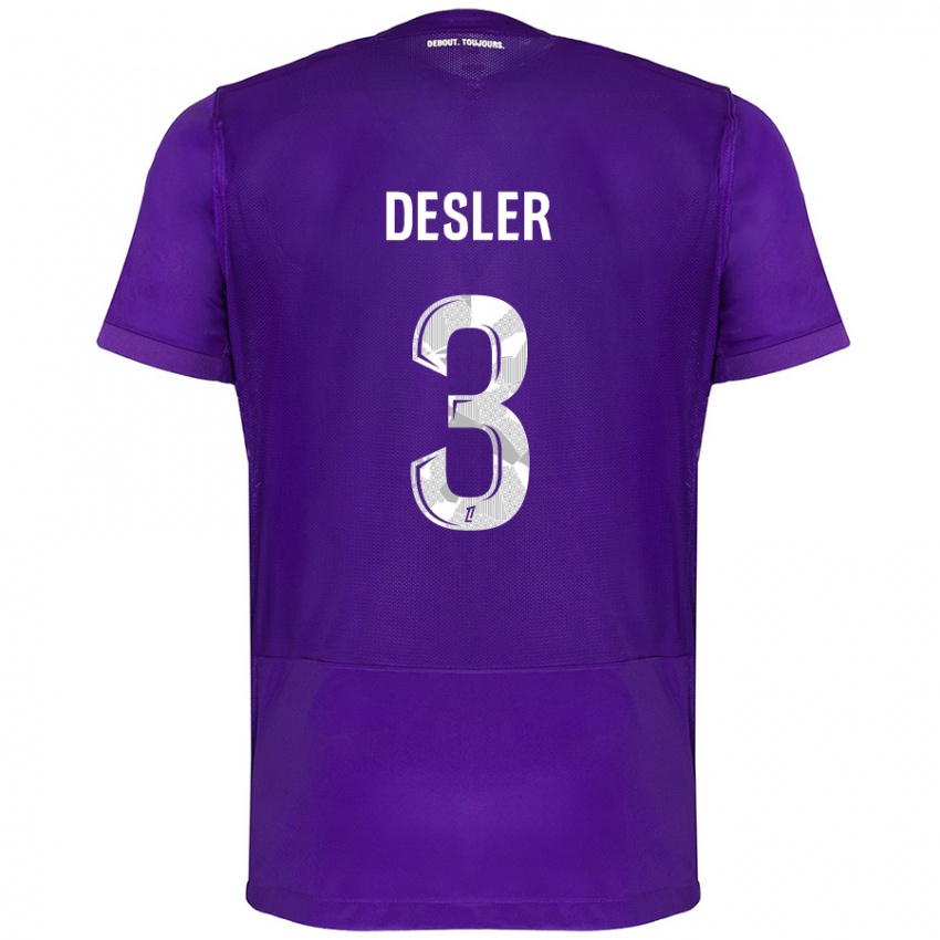 Mujer Camiseta Mikkel Desler #3 Morado Blanco 1ª Equipación 2024/25 La Camisa México