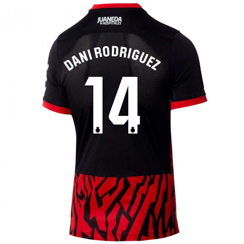 Mujer Camiseta Dani Rodríguez #14 Negro Rojo 1ª Equipación 2024/25 La Camisa México