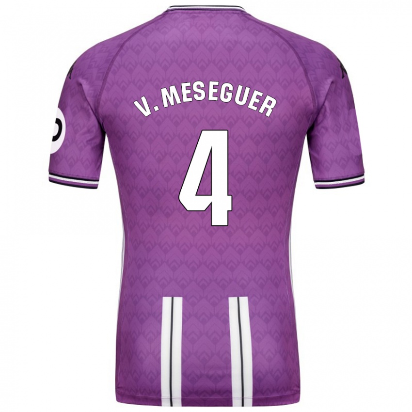 Mujer Camiseta Víctor Meseguer #4 Púrpura Blanco 1ª Equipación 2024/25 La Camisa México