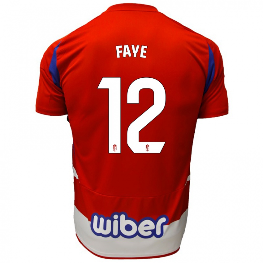 Mujer Camiseta Serigne Faye #12 Rojo Blanco Azul 1ª Equipación 2024/25 La Camisa México