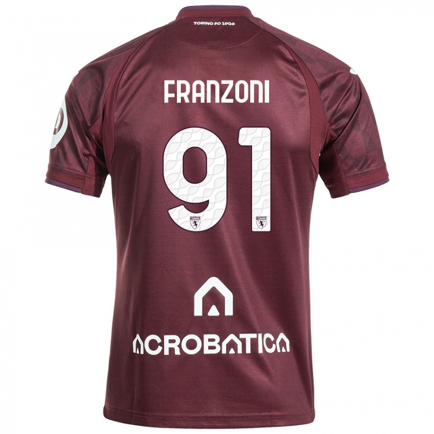 Mujer Camiseta Nicolò Franzoni #91 Granate Blanco 1ª Equipación 2024/25 La Camisa México