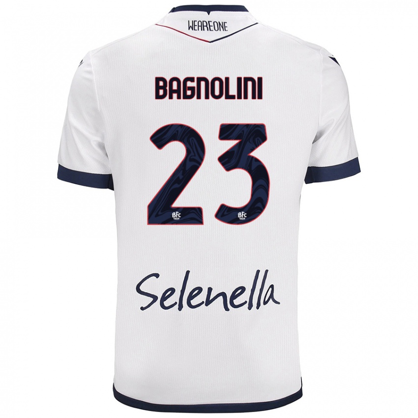 Mujer Camiseta Nicola Bagnolini #23 Blanco Azul Real 2ª Equipación 2024/25 La Camisa México