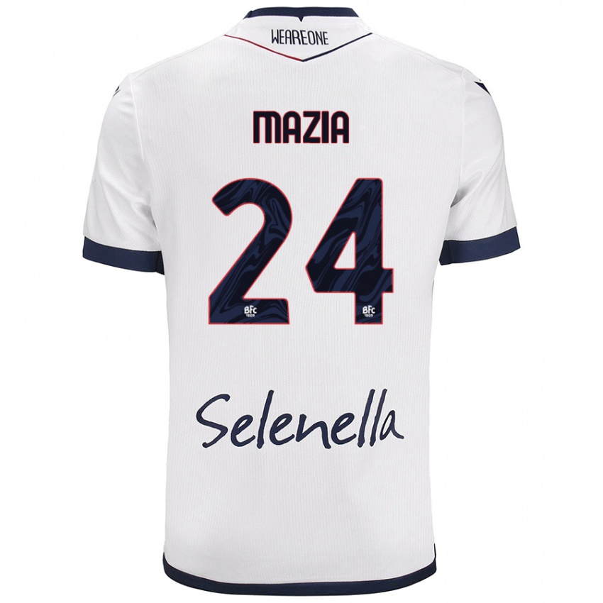 Mujer Camiseta Andrea Mazia #24 Blanco Azul Real 2ª Equipación 2024/25 La Camisa México