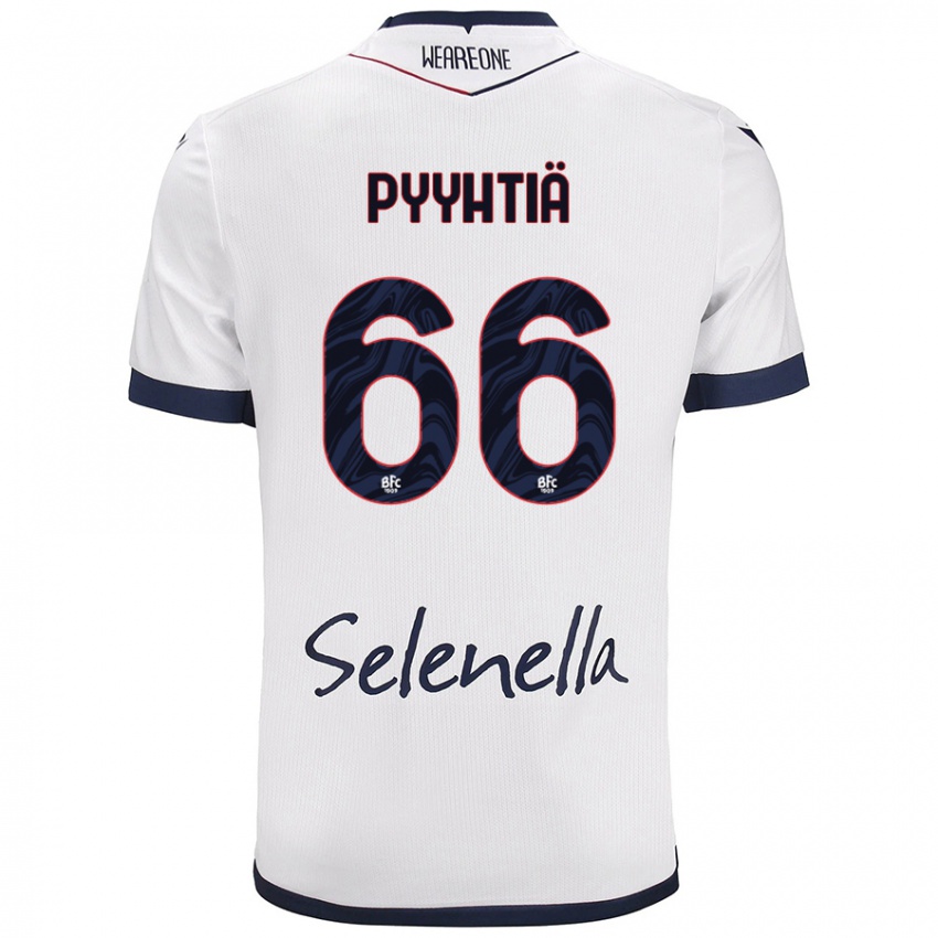 Mujer Camiseta Niklas Pyyhtiä #66 Blanco Azul Real 2ª Equipación 2024/25 La Camisa México