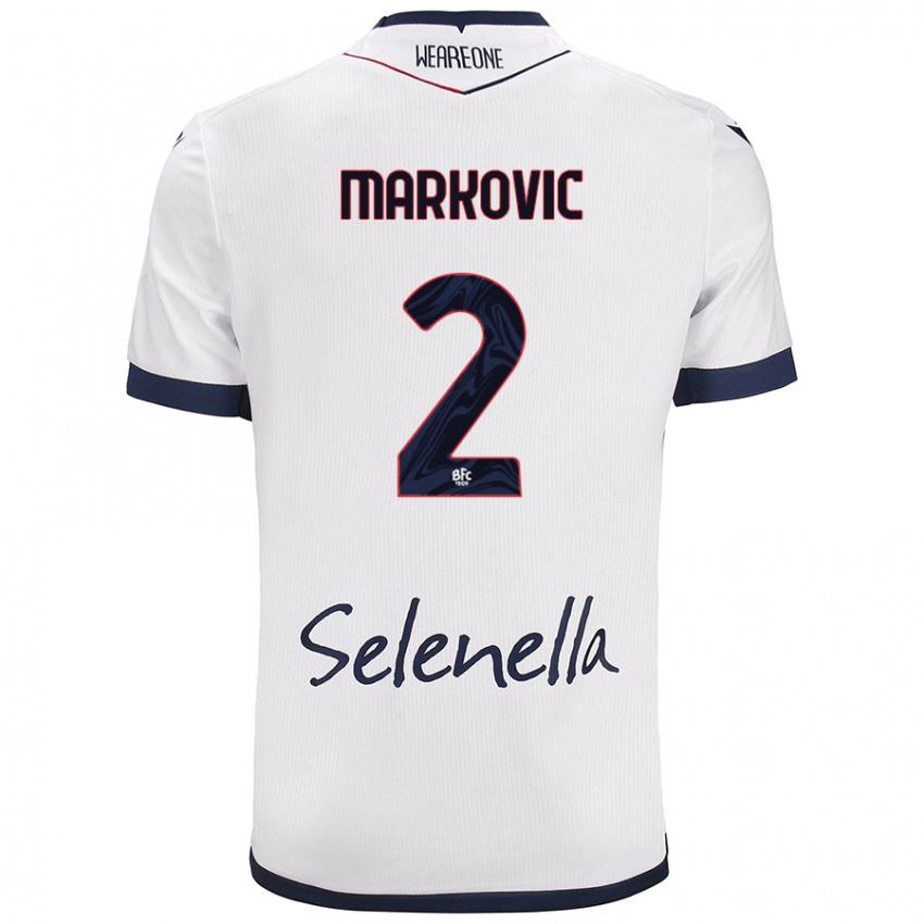 Mujer Camiseta Petar Markovic #2 Blanco Azul Real 2ª Equipación 2024/25 La Camisa México