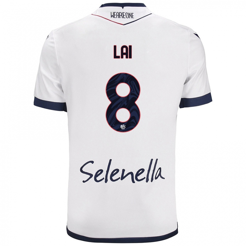 Mujer Camiseta Luca Lai #8 Blanco Azul Real 2ª Equipación 2024/25 La Camisa México