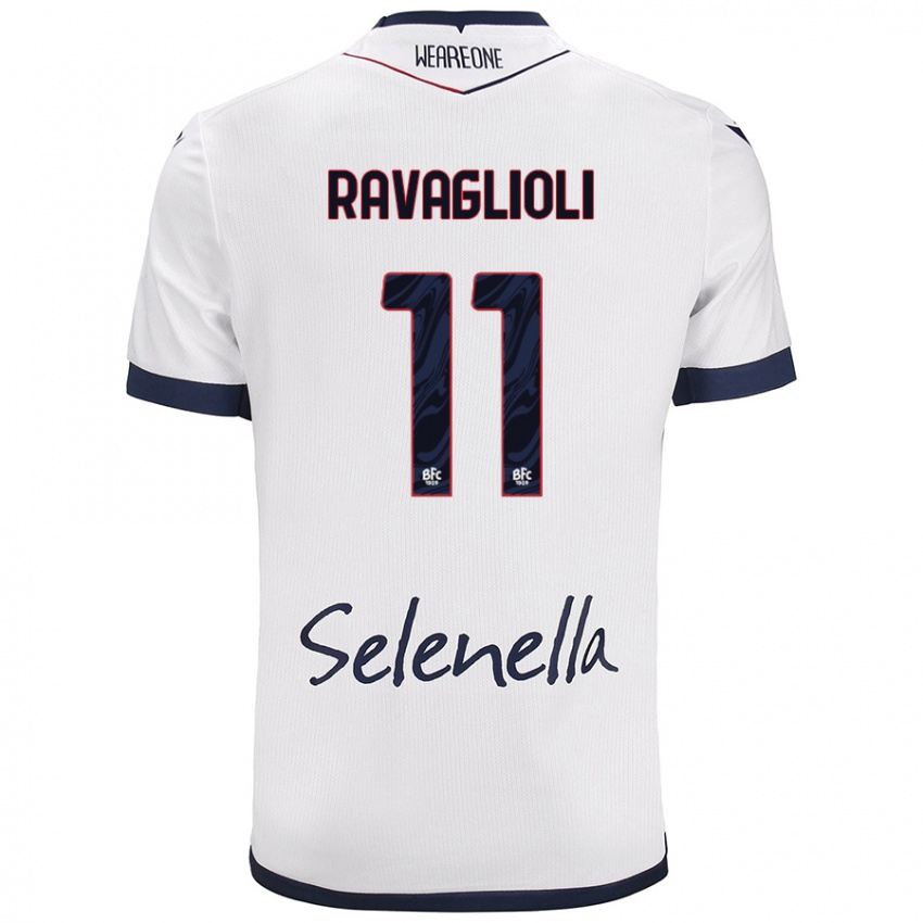 Mujer Camiseta Tommaso Ravaglioli #11 Blanco Azul Real 2ª Equipación 2024/25 La Camisa México