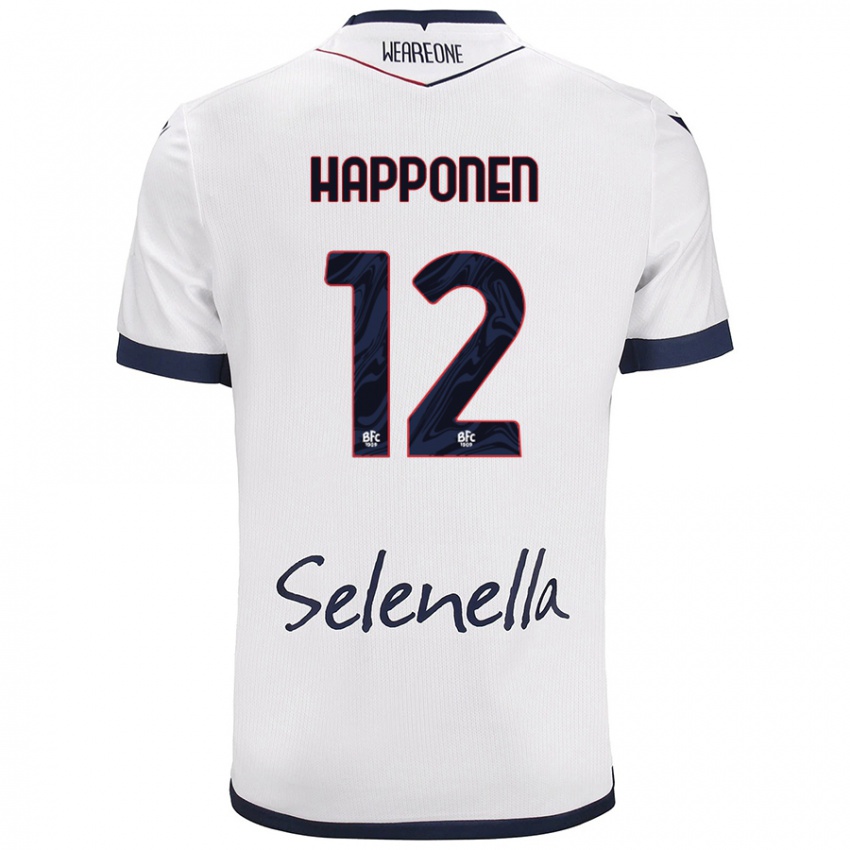 Mujer Camiseta Ukko Happonen #12 Blanco Azul Real 2ª Equipación 2024/25 La Camisa México