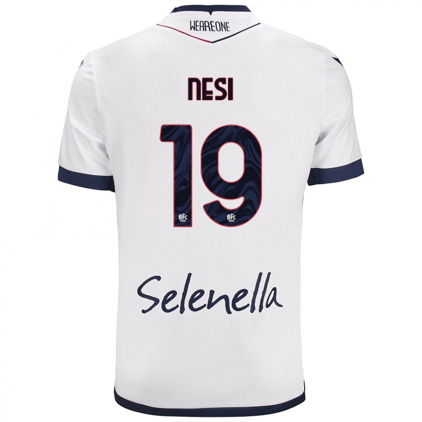 Mujer Camiseta Luca Nesi #19 Blanco Azul Real 2ª Equipación 2024/25 La Camisa México