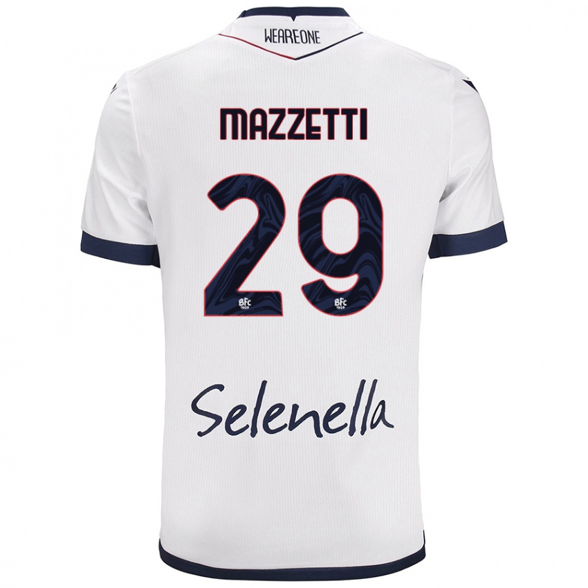 Mujer Camiseta Gabriele Mazzetti #29 Blanco Azul Real 2ª Equipación 2024/25 La Camisa México