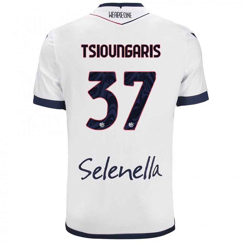 Mujer Camiseta Theodoros Tsioungaris #37 Blanco Azul Real 2ª Equipación 2024/25 La Camisa México