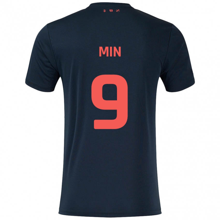 Mujer Camiseta David Min #9 Negro Rojo 2ª Equipación 2024/25 La Camisa México