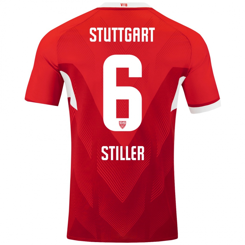 Mujer Camiseta Angelo Stiller #6 Rojo Blanco 2ª Equipación 2024/25 La Camisa México