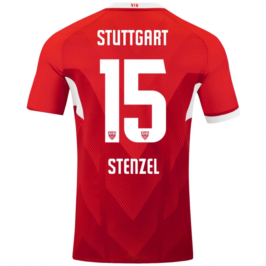 Mujer Camiseta Pascal Stenzel #15 Rojo Blanco 2ª Equipación 2024/25 La Camisa México