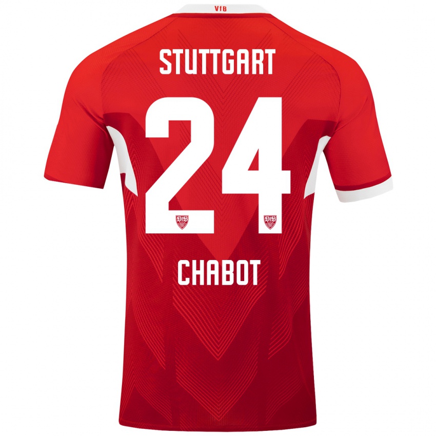 Mujer Camiseta Jeff Chabot #24 Rojo Blanco 2ª Equipación 2024/25 La Camisa México