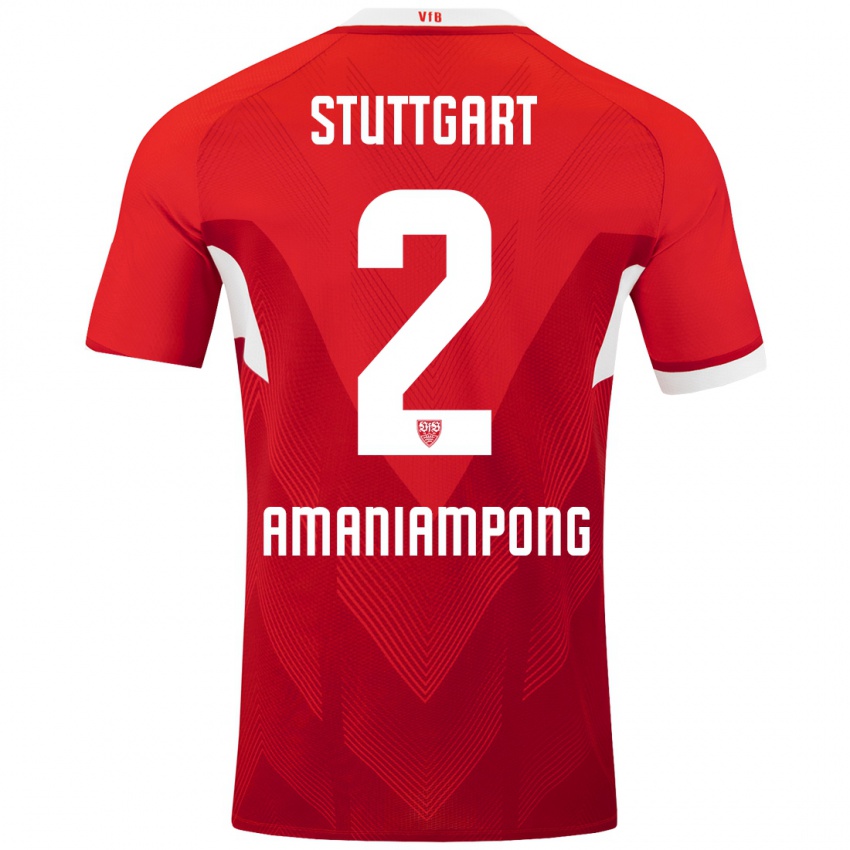 Mujer Camiseta Kaden Amaniampong #2 Rojo Blanco 2ª Equipación 2024/25 La Camisa México