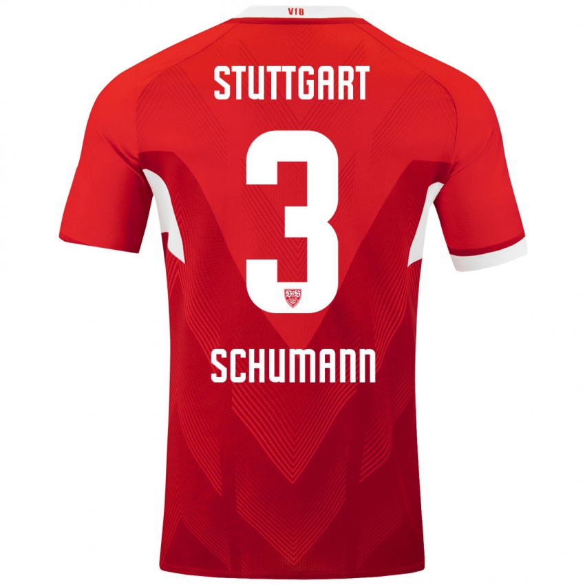 Mujer Camiseta Frederik Schumann #3 Rojo Blanco 2ª Equipación 2024/25 La Camisa México