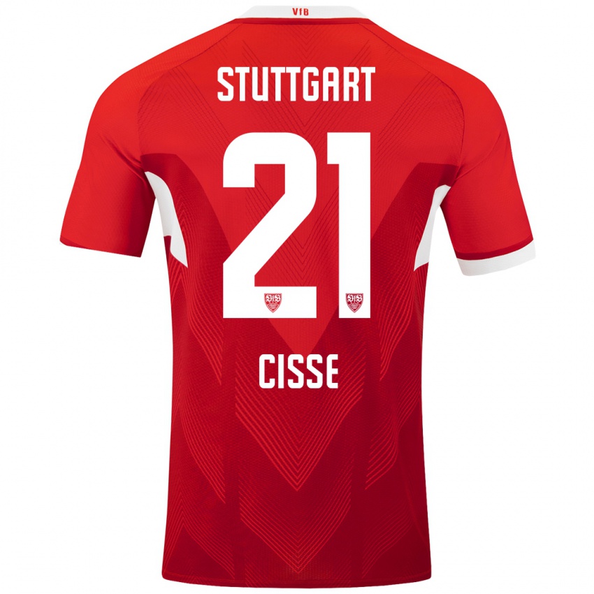 Mujer Camiseta Moussa Cissé #21 Rojo Blanco 2ª Equipación 2024/25 La Camisa México