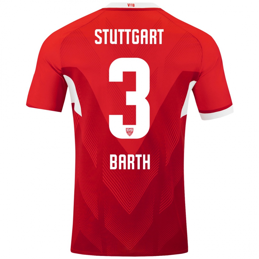 Mujer Camiseta Lara Barth #3 Rojo Blanco 2ª Equipación 2024/25 La Camisa México