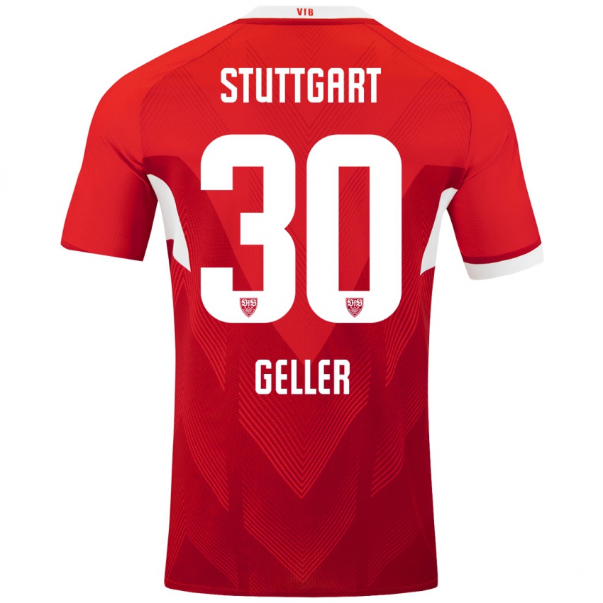 Mujer Camiseta Robert Geller #30 Rojo Blanco 2ª Equipación 2024/25 La Camisa México