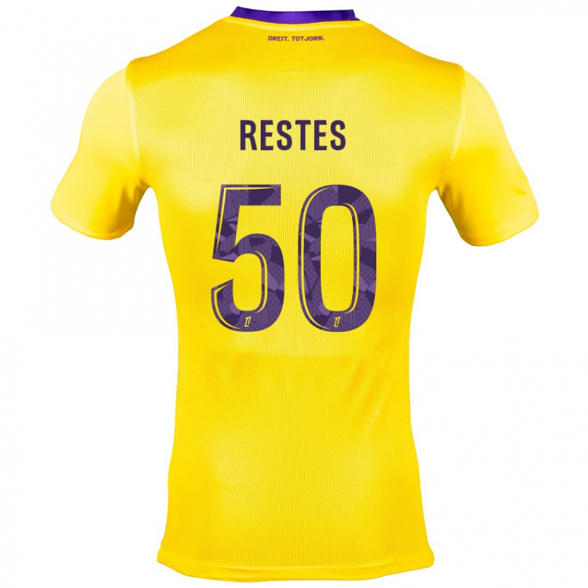 Mujer Camiseta Guillaume Restes #50 Amarillo Morado 2ª Equipación 2024/25 La Camisa México