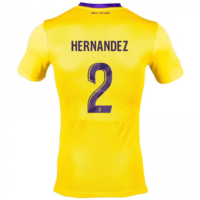 Mujer Camiseta Lucie Hernandez #2 Amarillo Morado 2ª Equipación 2024/25 La Camisa México