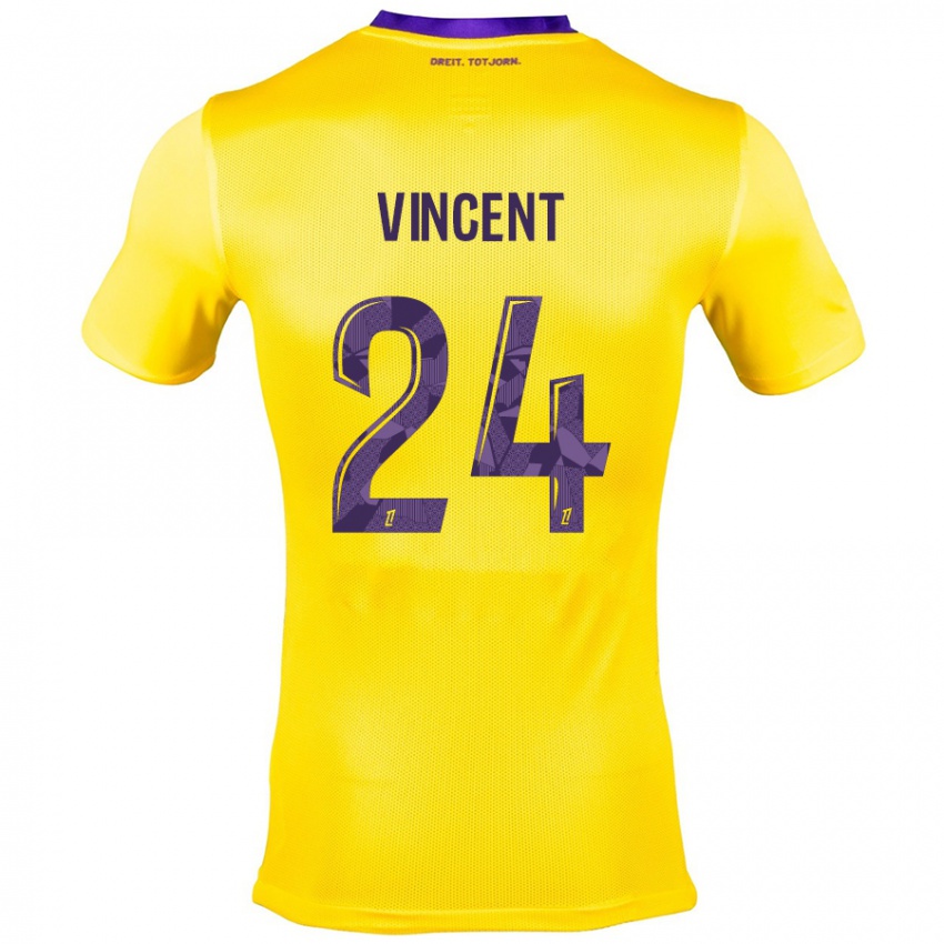 Mujer Camiseta Magalie Vincent #24 Amarillo Morado 2ª Equipación 2024/25 La Camisa México