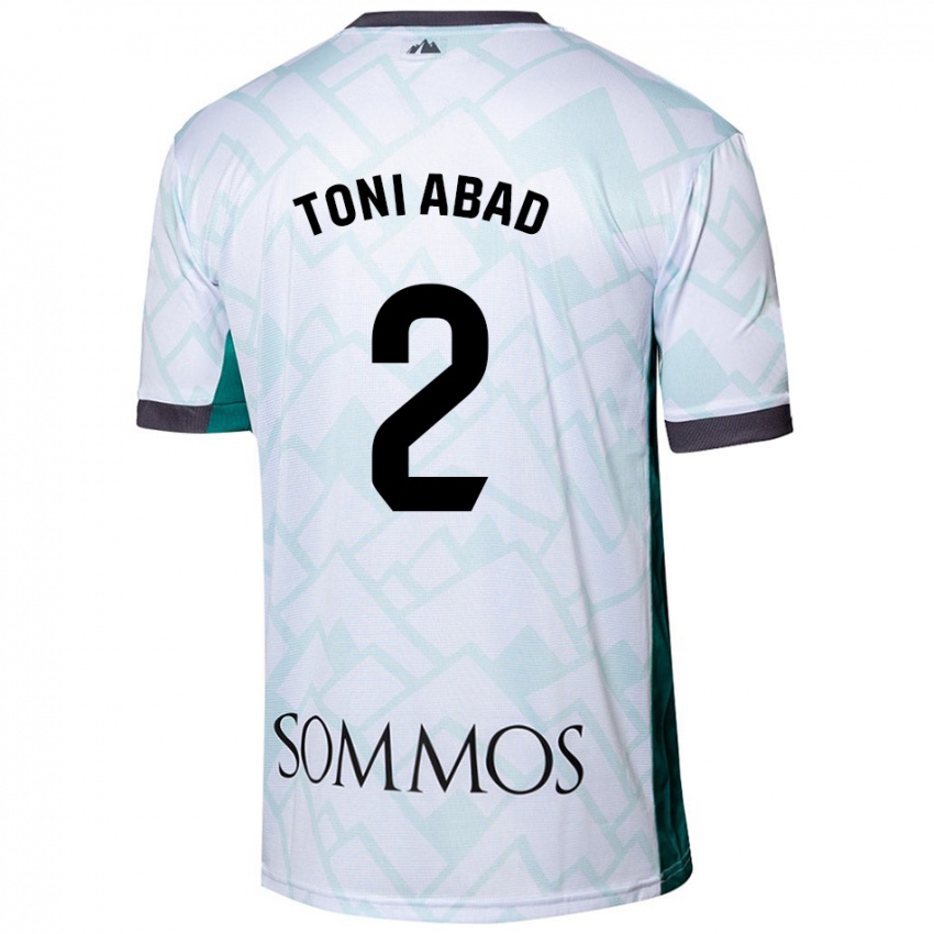 Mujer Camiseta Toni Abad #2 Blanco Verde 2ª Equipación 2024/25 La Camisa México