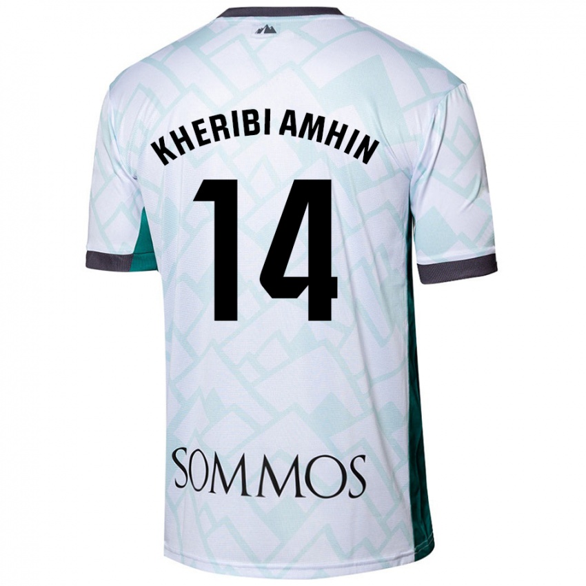 Mujer Camiseta Nabil Kheribi Amhin #14 Blanco Verde 2ª Equipación 2024/25 La Camisa México