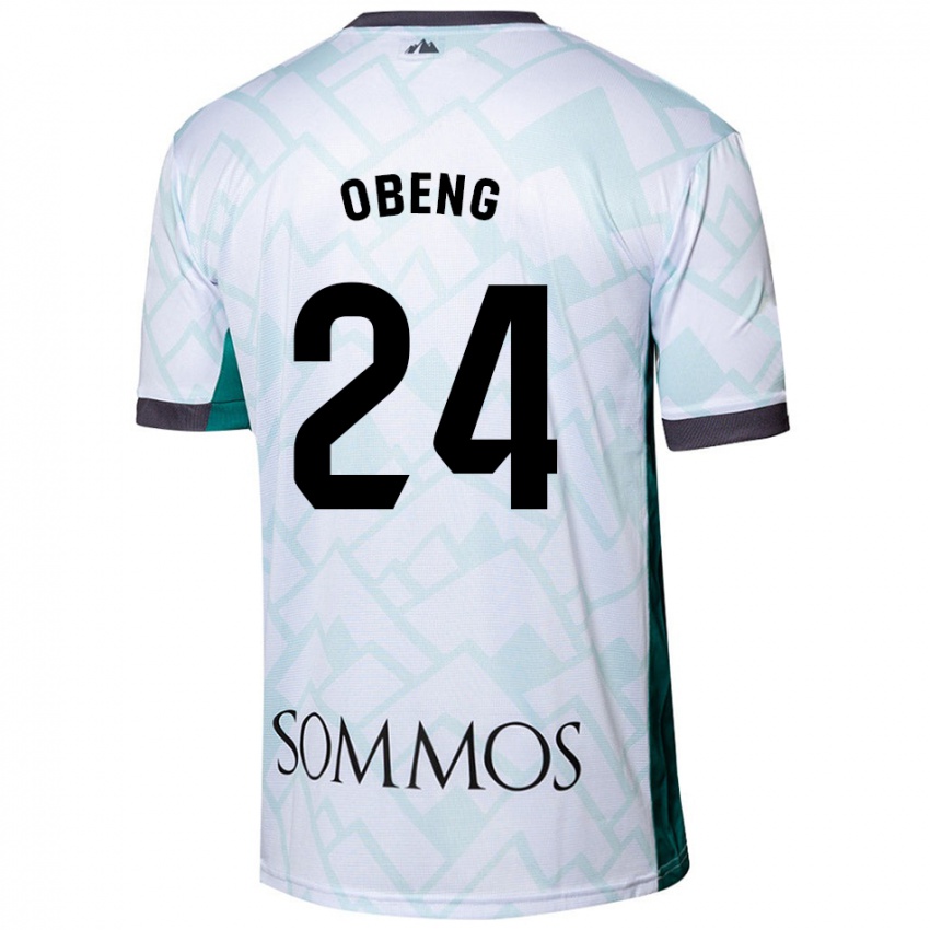 Mujer Camiseta Samuel Obeng #24 Blanco Verde 2ª Equipación 2024/25 La Camisa México