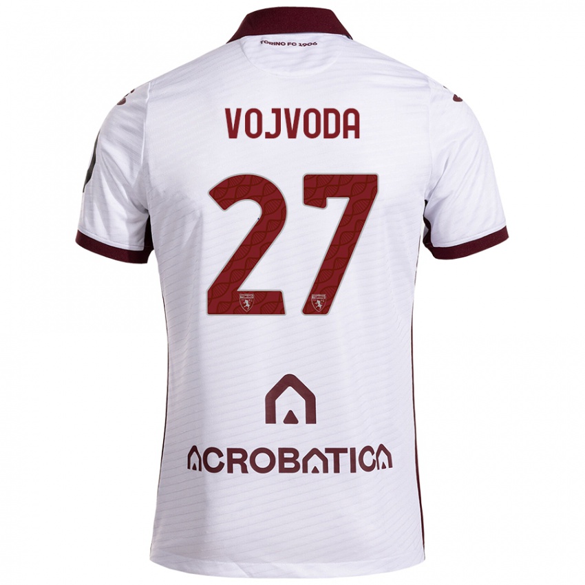 Mujer Camiseta Mërgim Vojvoda #27 Blanco Granate 2ª Equipación 2024/25 La Camisa México