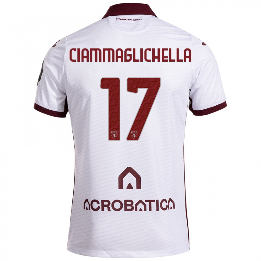 Mujer Camiseta Aaron Ciammaglichella #17 Blanco Granate 2ª Equipación 2024/25 La Camisa México