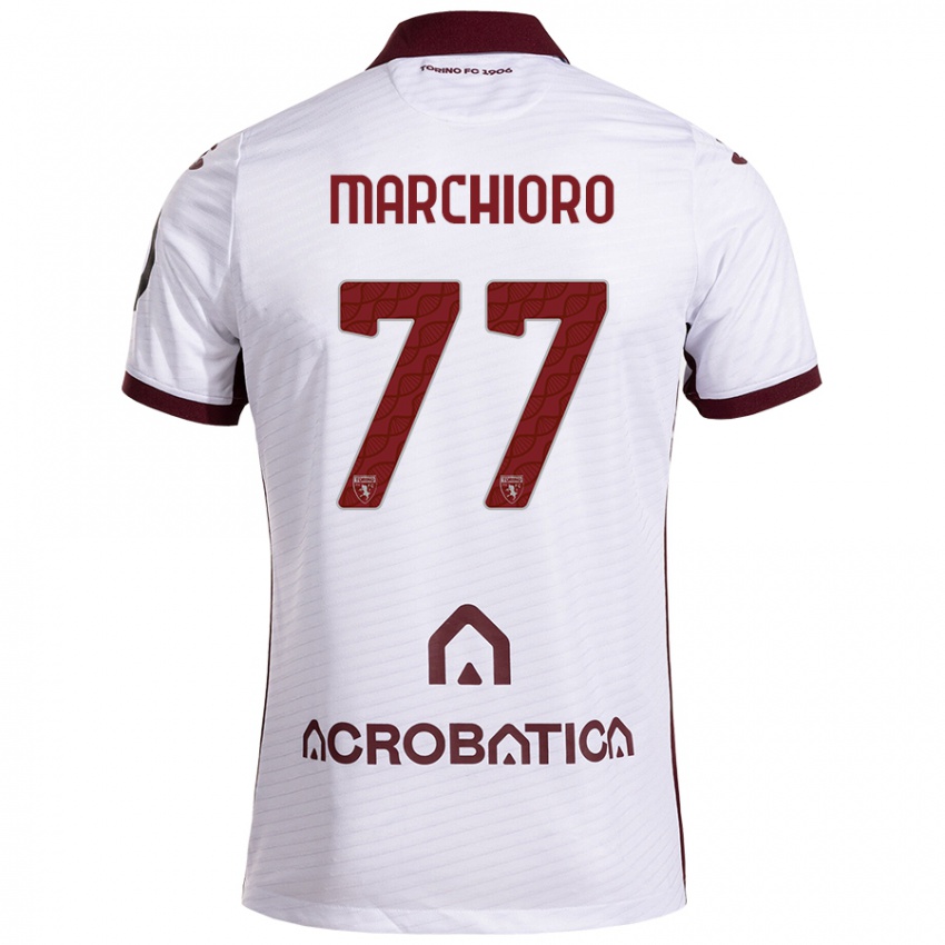 Mujer Camiseta Raffaele Marchioro #77 Blanco Granate 2ª Equipación 2024/25 La Camisa México