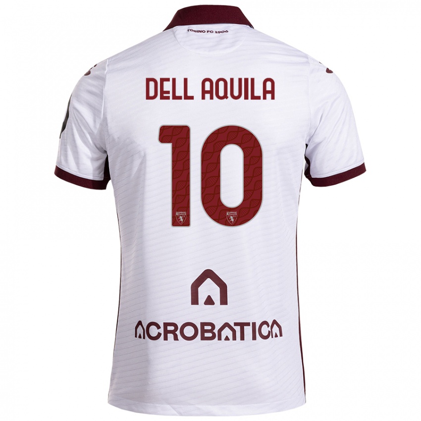 Mujer Camiseta Francesco Dell'aquila #10 Blanco Granate 2ª Equipación 2024/25 La Camisa México