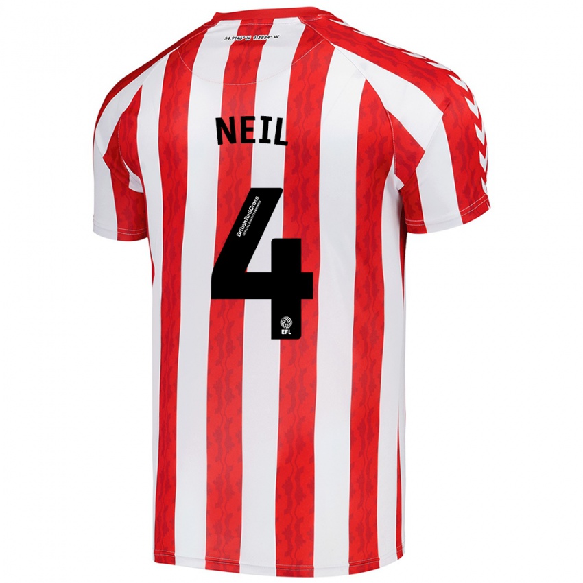 Niño Camiseta Dan Neil #4 Rojo Blanco 1ª Equipación 2024/25 La Camisa México