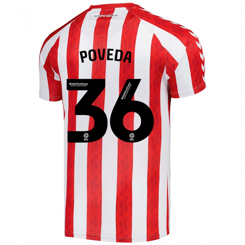 Niño Camiseta Ian Poveda #36 Rojo Blanco 1ª Equipación 2024/25 La Camisa México