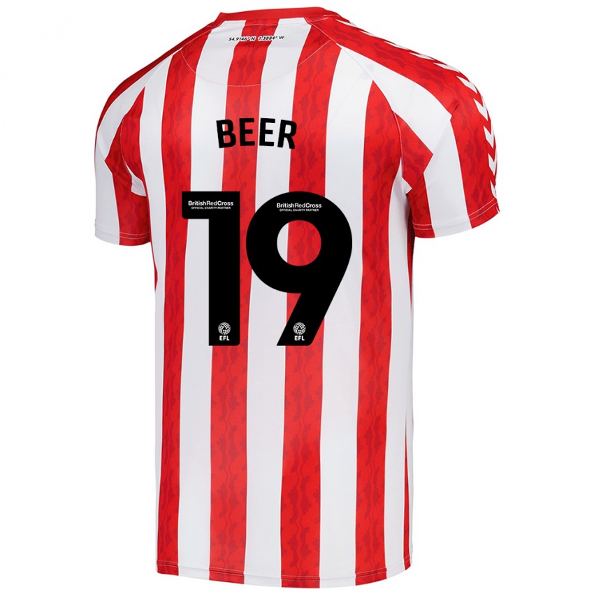 Niño Camiseta Megan Beer #19 Rojo Blanco 1ª Equipación 2024/25 La Camisa México