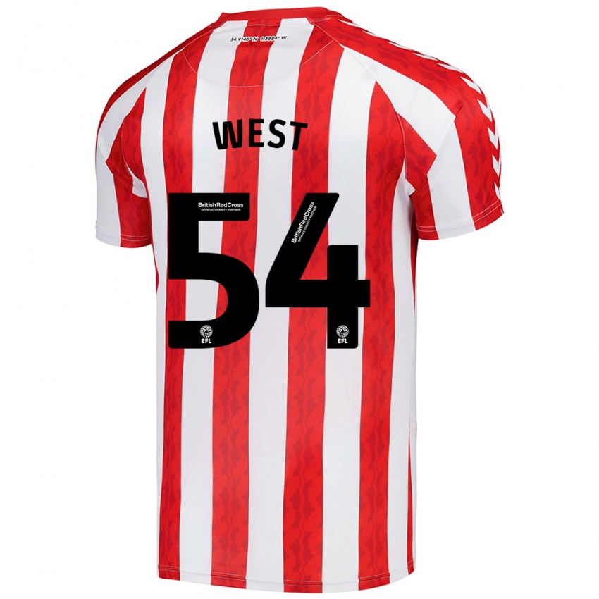 Niño Camiseta Ella West #54 Rojo Blanco 1ª Equipación 2024/25 La Camisa México