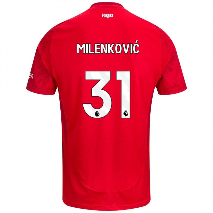 Niño Camiseta Nikola Milenković #31 Rojo Blanco 1ª Equipación 2024/25 La Camisa México